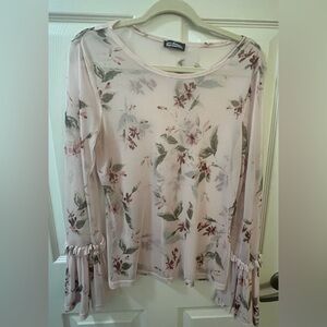 Vintage freshman mesh bell sleeve floral top size large